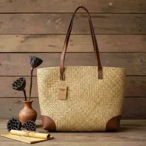 Tote Bag with Leather Handle, 30x42cm