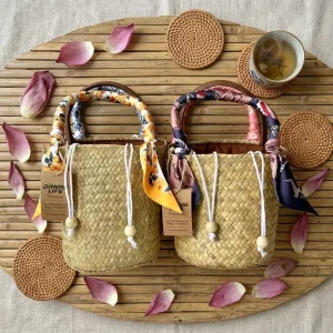 Bucket Bag + Silk Scarf Set, 16x16cm