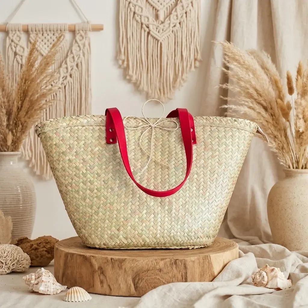 Ha Tote Bag with Red Velvet Handle