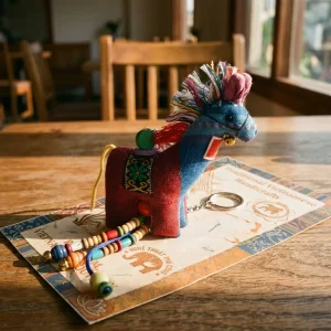 Horse-Shaped Brocade Keychain - Handmade Vietnamese Souvenir