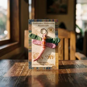 Móc khóa thổ cẩm hình con chuồn chuồn - quà lưu niệm handmade Việt Nam