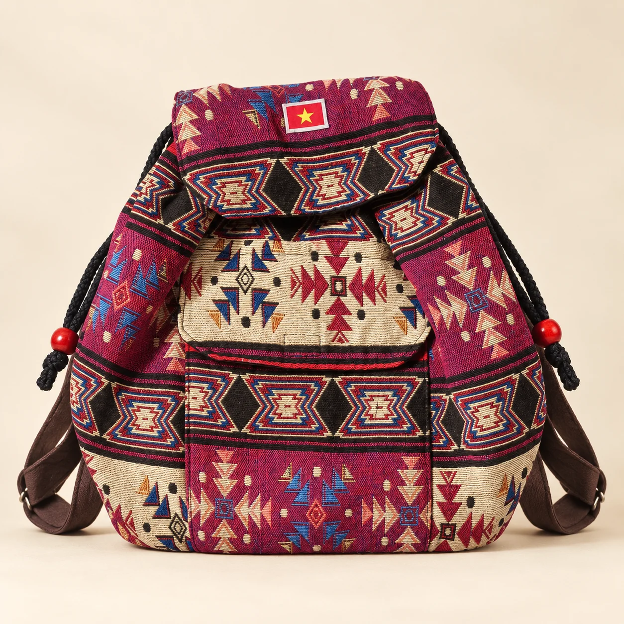 Large Brocade Drawstring Backpack | Vietnamese Gift
