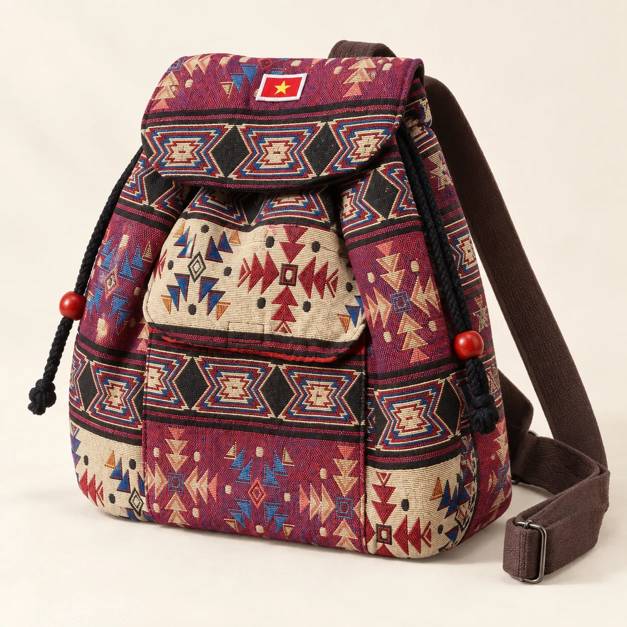Large Brocade Drawstring Backpack | Vietnamese Gift - Image 2