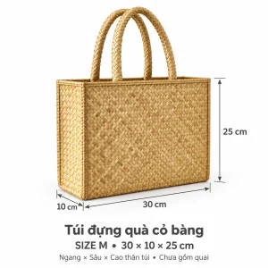 Túi đựng quà cỏ bàng size M 30x10x25 cm