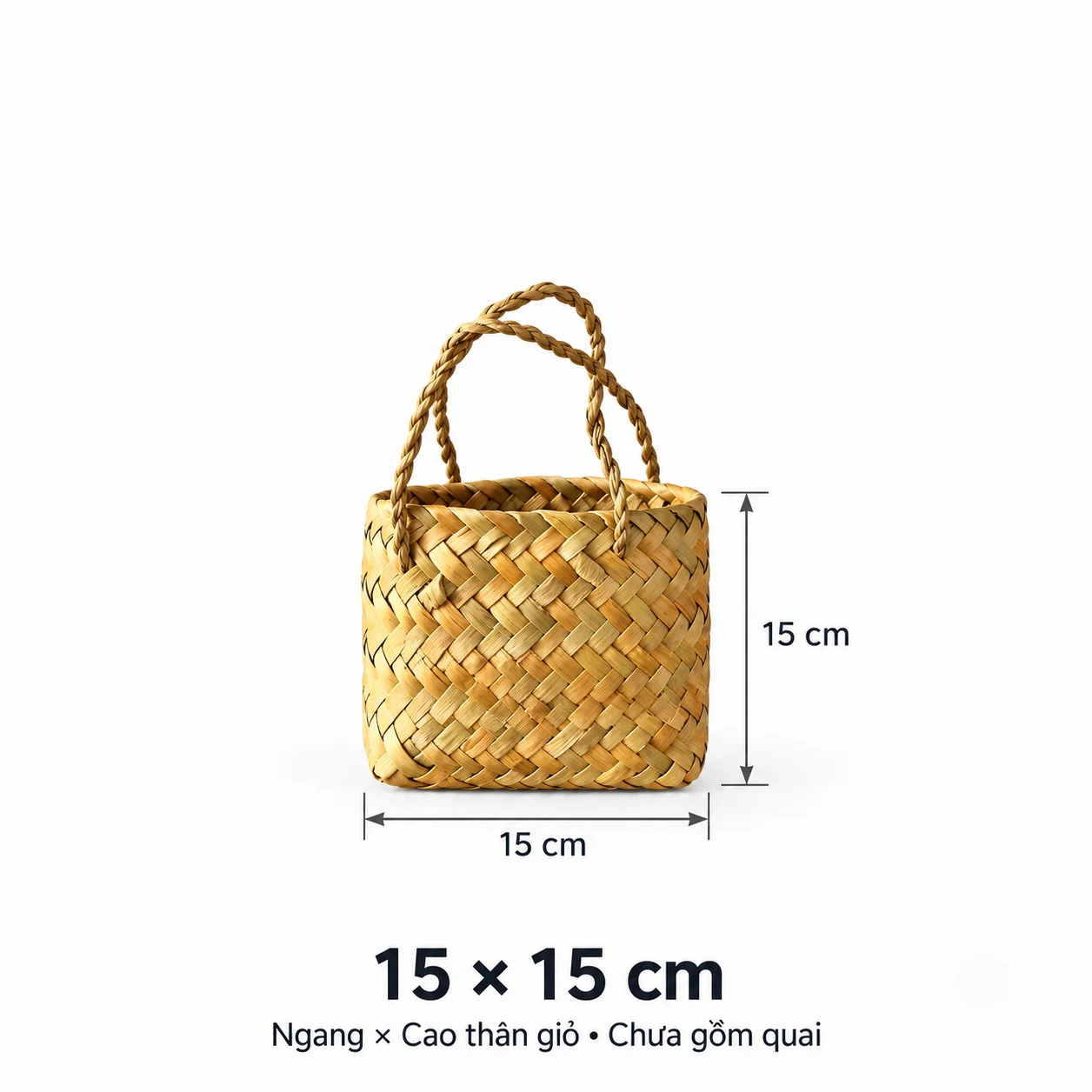 Giỏ cỏ bàng mini size M 15x15 cm