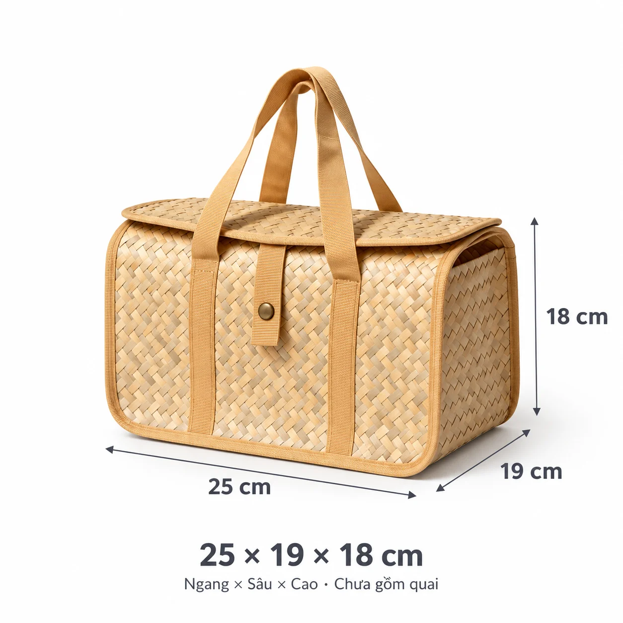 Túi hộp cỏ bàng size M kích thước 25x19x18 cm