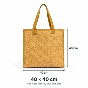 Túi cỏ bàng đi chợ viền vải size L 40x40 cm