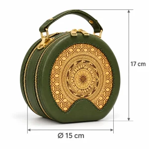 Túi cỏ bàng tròn màu xanh rêu LXR19 đường kính 15 cm cao 17 cm